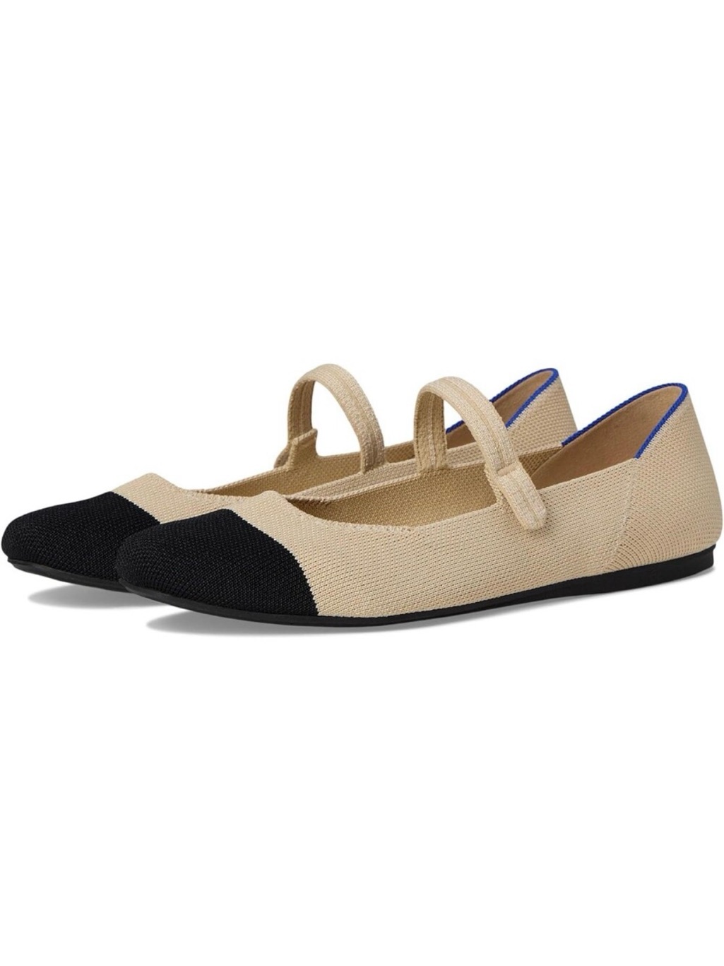 New W/Box Rothys The Square Flats Womens Us 9.5 Cream Captoe Slip On Mary Jane